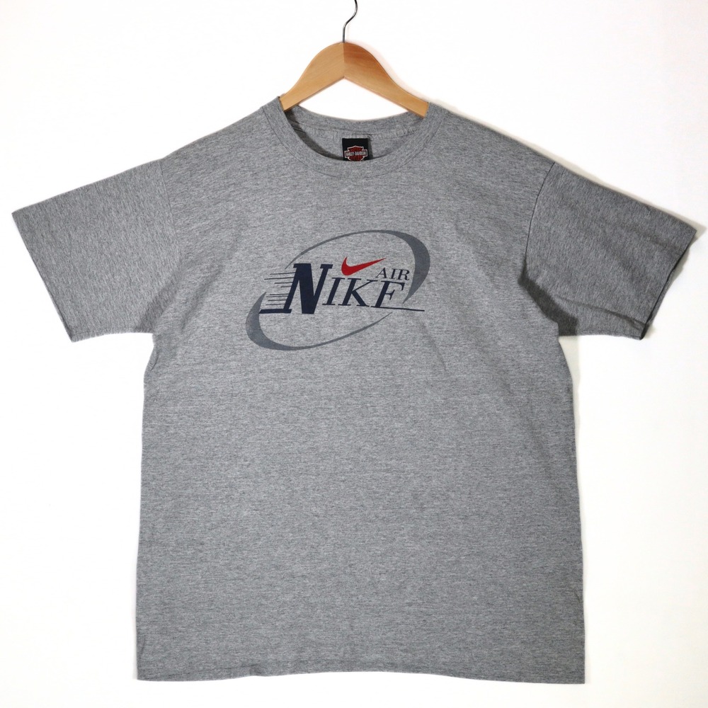 Harley Davidson T Shirt Mens Large L Gray Nike Air Graphic Bootleg Vtg Y2k Tee